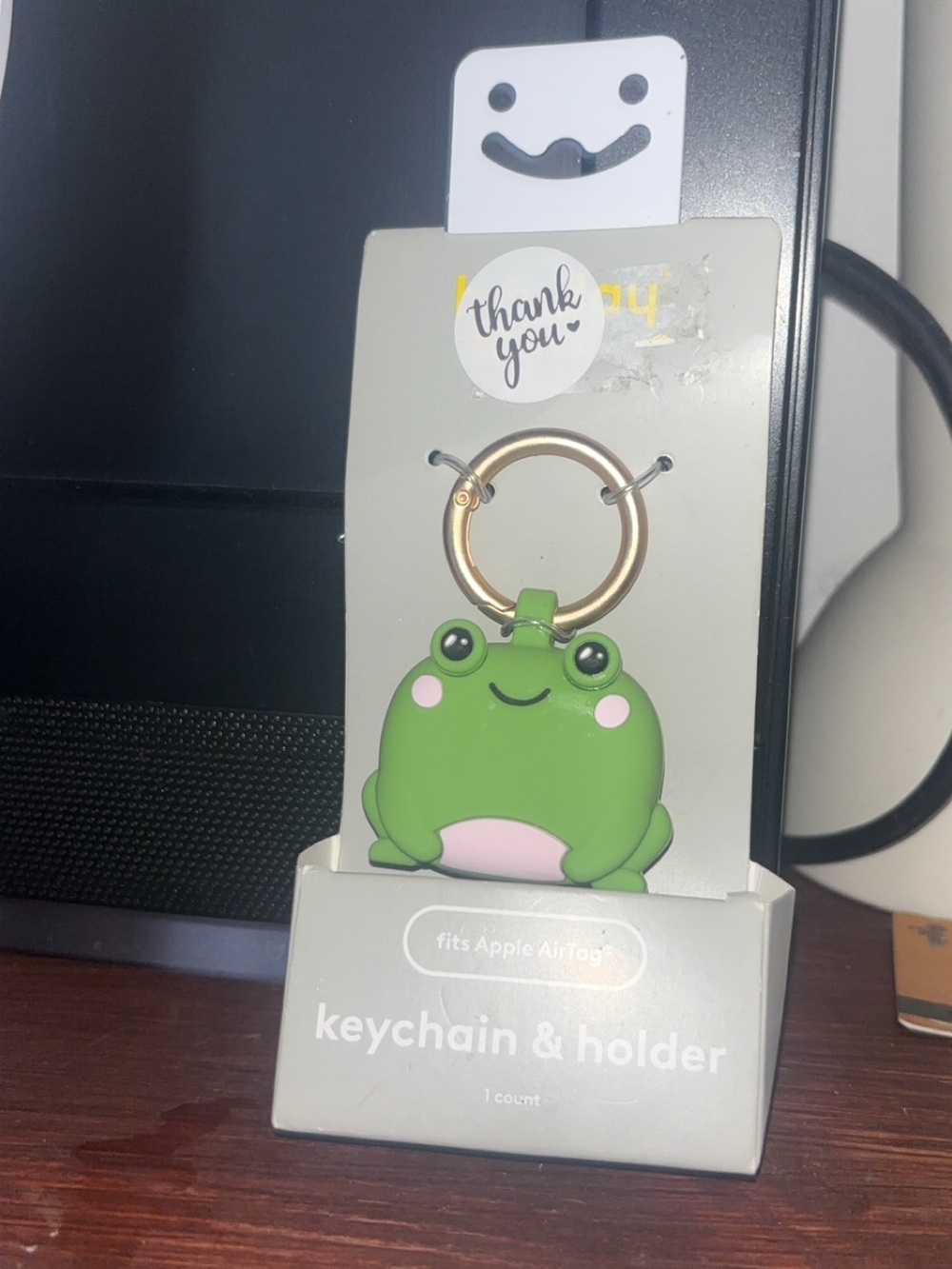 heyday Green Frog Keychain with Gold Ring
